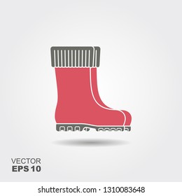 Rubber boots cart icon flat. Pictogram with shadow. Vector illustration symbol of gardening and horticulture