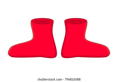 rubber boots, cartoon simple red gumboots isolated on white background