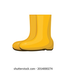 Rubber boots cartoon vector illustration. Personal protective equipment, footwear. Industrial waterproof shoes. Foot protection. Yellow gumboots, galoshes isolated on white background. Flat design