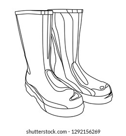 rubber boots contour vector illustration