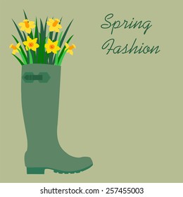 Rubber boots and daffodils