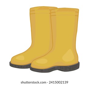 Rubber boots doodle. Clip art of gardening tool, rainy weather accessory. Cartoon vector illustration isolated on white.