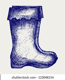 Rubber boots. Doodle style