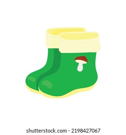 Botas de goma. Elemento para la impresión, la postal y el afiche aislado en blanco
de fondo. Ilustración del vector