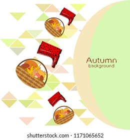 rubber boots fallen leaf basket mushroom autumnal vector background