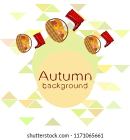 rubber boots fallen leaf basket mushroom autumnal vector background