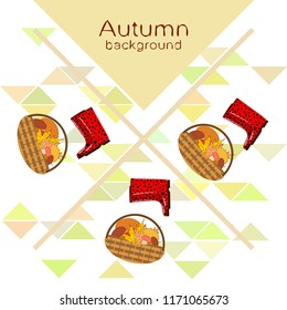 rubber boots fallen leaf basket mushroom autumnal vector background