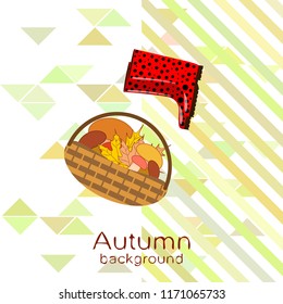 rubber boots fallen leaf basket mushroom autumnal vector background