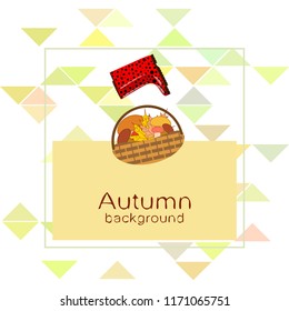 rubber boots fallen leaf basket mushroom autumnal vector background
