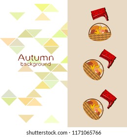 rubber boots fallen leaf basket mushroom autumnal vector background