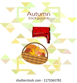 rubber boots fallen leaf basket mushroom autumnal vector background
