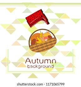 rubber boots fallen leaf basket mushroom autumnal vector background