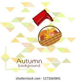 rubber boots fallen leaf basket mushroom autumnal vector background
