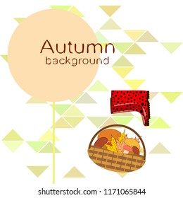 rubber boots fallen leaf basket mushroom autumnal vector background