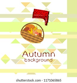 rubber boots fallen leaf basket mushroom autumnal vector background