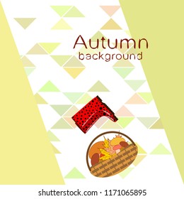 rubber boots fallen leaf basket mushroom autumnal vector background