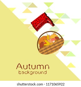 rubber boots fallen leaf basket mushroom autumnal vector background