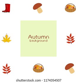 rubber boots fallen leaf basket mushroom autumnal vector background
