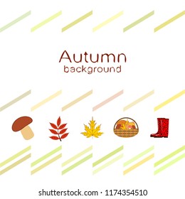 rubber boots fallen leaf basket mushroom autumnal vector background