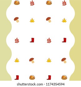 rubber boots fallen leaf basket mushroom autumnal vector background