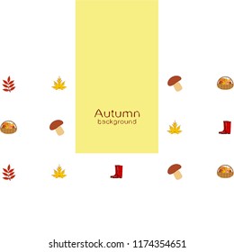 rubber boots fallen leaf basket mushroom autumnal vector background