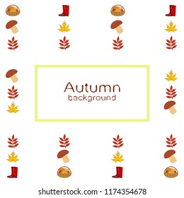 rubber boots fallen leaf basket mushroom autumnal vector background