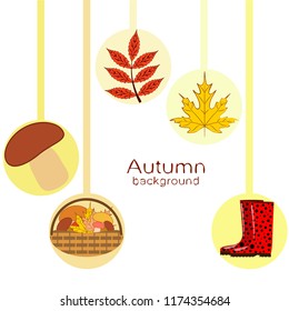 rubber boots fallen leaf basket mushroom autumnal vector background