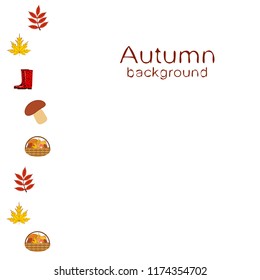 rubber boots fallen leaf basket mushroom autumnal vector background