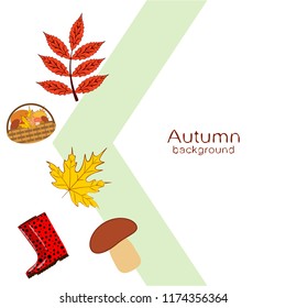 rubber boots fallen leaf basket mushroom autumnal vector background