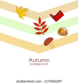 rubber boots fallen leaf basket mushroom autumnal vector background
