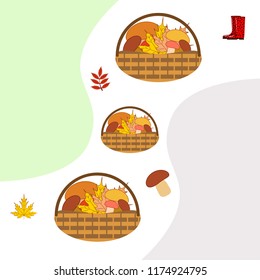 rubber boots fallen leaf basket mushroom autumnal vector background