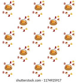 rubber boots fallen leaf basket mushroom autumnal vector background