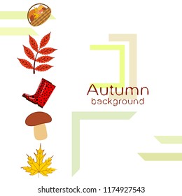 rubber boots fallen leaf basket mushroom autumnal vector background