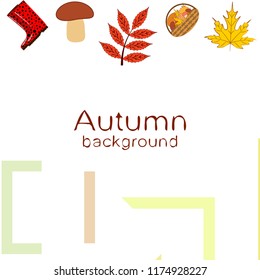 rubber boots fallen leaf basket mushroom autumnal vector background