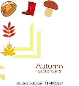 rubber boots fallen leaf basket mushroom autumnal vector background