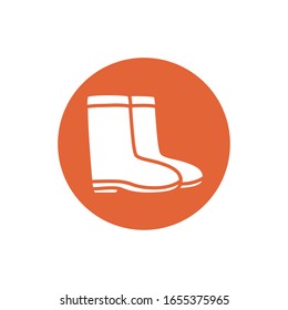 Rubber Boots Farm Shoes Block Style Vector Illustration Design