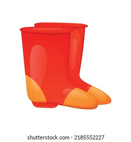 Rubber boots for gardening in autumn, vector isolated cartoon illustration.