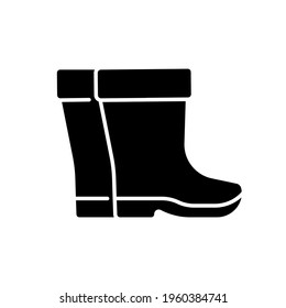 Rubber boots glyph icon. Garden inventory, equipment. Customizable thin line contour symbols. Isolated vector outline illustrations.