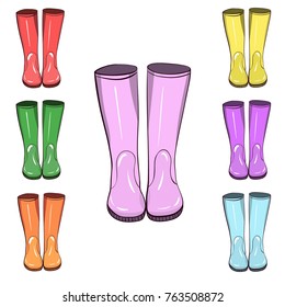 Rubber boots, gumboots. Hand drawn, vector isolated illustration. 