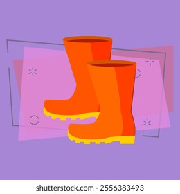 Rubber boots. Gumboots for rainy weather or plants watering. Agriculture attributes concept. Vector illustration can be used for topics like cultivation, fishing, gardening