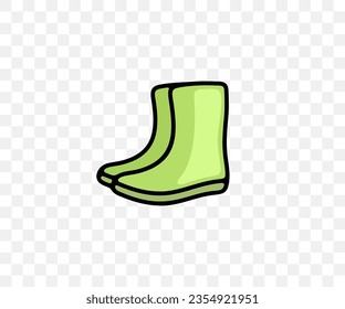 Rubber boots, gumboots, watertight shoes, colored graphic design. Footwear, footgear, boots, waterproof, gardening and horticulture, vector design and illustration