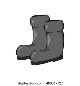 Rubber boots icon in black monochrome style isolated on white background. Shoes symbol vector illustration