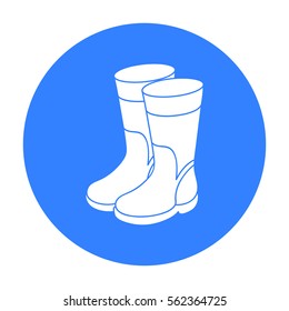 Rubber boots icon in black style isolated on white background. Fishing symbol stock vector illustration.
