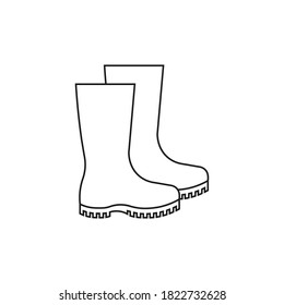 Rubber boots icon design in line style. Isolated. Vector.