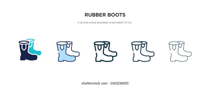 rubber boots icon in different style vector illustration. two colored and black rubber boots vector icons designed in filled, outline, line and stroke style can be used for web, mobile, ui