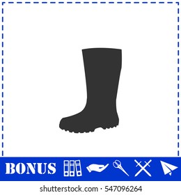 Rubber boots icon flat. Simple vector symbol and bonus icon