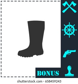 Rubber boots icon flat. Simple vector symbol and bonus icon