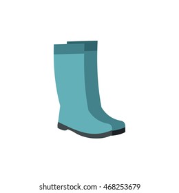 Rubber boots icon in flat style isolated on white background. Shoes symbol