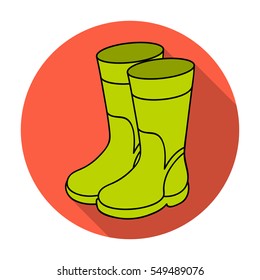 Rubber boots icon in flat style isolated on white background. Fishing symbol stock vector illustration.