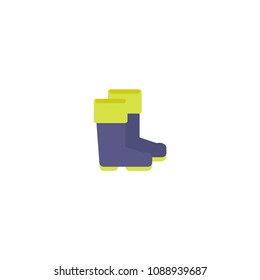 Rubber boots icon is flat. Vector illustration of a dark blue color shoe.
